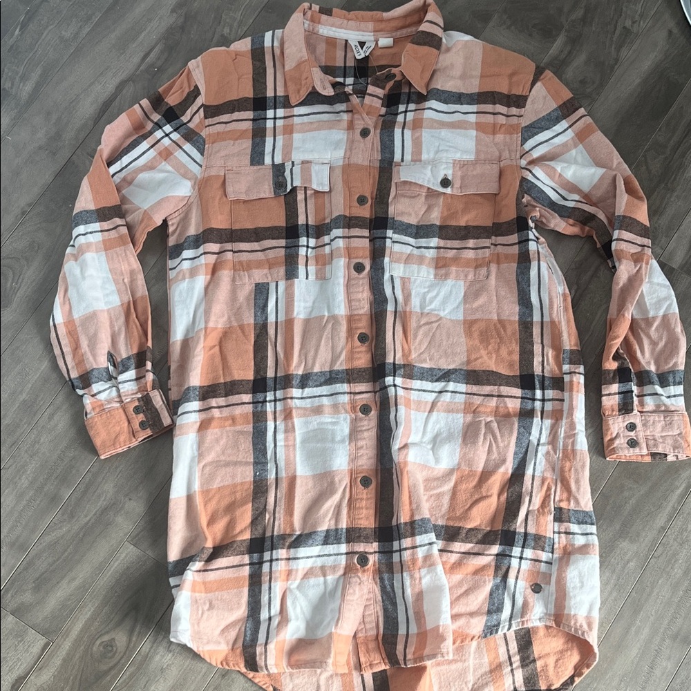 Roxy Flannel Swim Cover Up Shirt